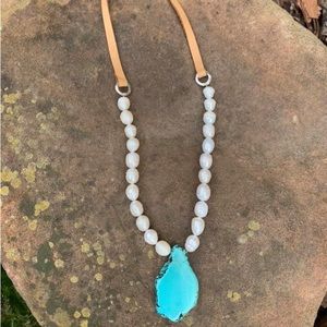 Unique handcrafted Turqurenite and pearl necklace